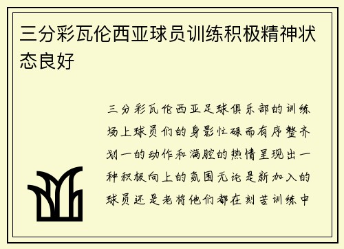 三分彩瓦伦西亚球员训练积极精神状态良好